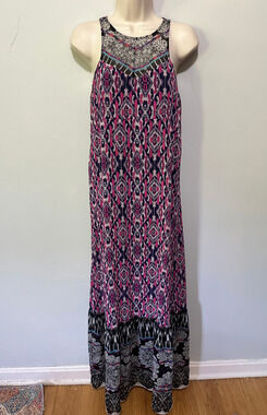 Express Dress Womens Small Maxi Colorful Ikat Print Artsy Beach Boho Chic